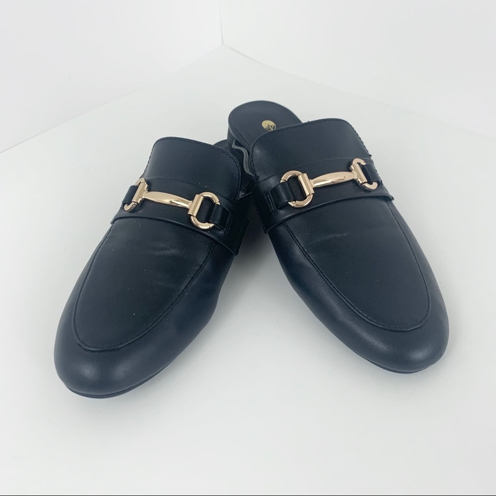 BIG BUDDHA Gold Tone Detailing Slip On Mules